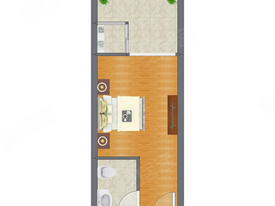 1室0厅 42.20平米户型图