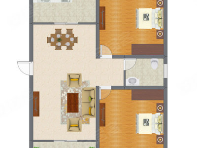 2室2厅 106.10平米户型图