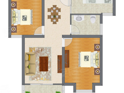 2室2厅 90.20平米户型图