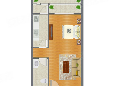 1室0厅 62.45平米户型图