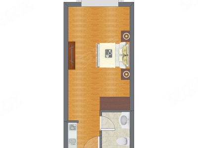 1室0厅 43.71平米户型图
