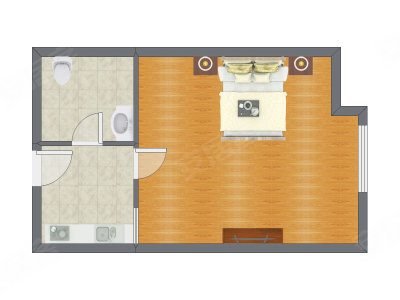 1室0厅 69.34平米户型图