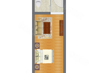 1室0厅 32.04平米户型图