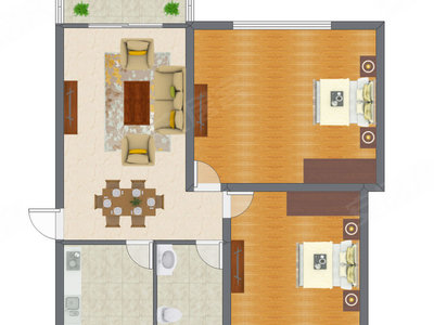 2室2厅 82.70平米户型图