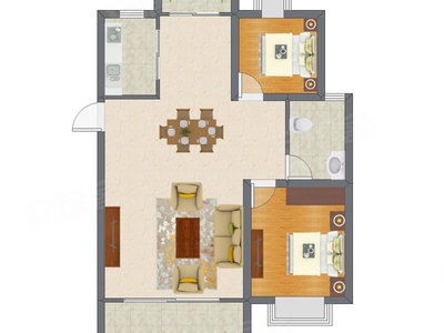 2室2厅 73.94平米户型图