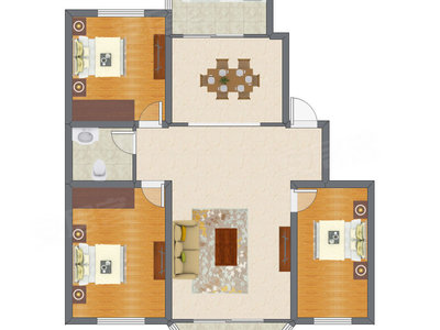 3室2厅 118.60平米户型图