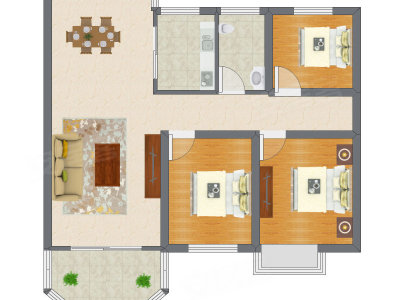 3室2厅 68.71平米户型图