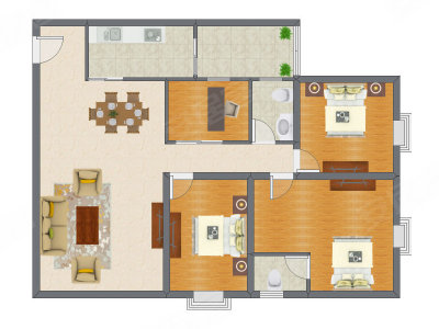 4室2厅 129.00平米户型图