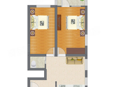 2室1厅 65.60平米