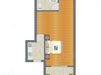 1室0厅 46.18平米户型图