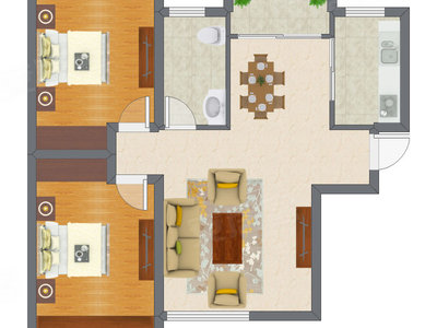 2室2厅 83.16平米户型图