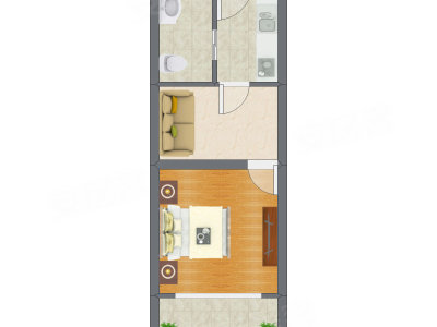 1室1厅 40.55平米户型图