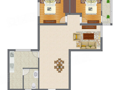 2室1厅 79.94平米户型图