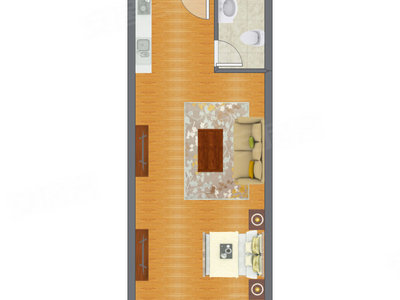 1室0厅 55.27平米户型图