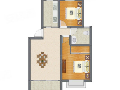 2室2厅 77.00平米户型图