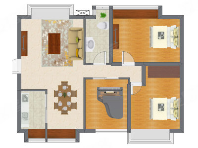 3室2厅 90.18平米户型图