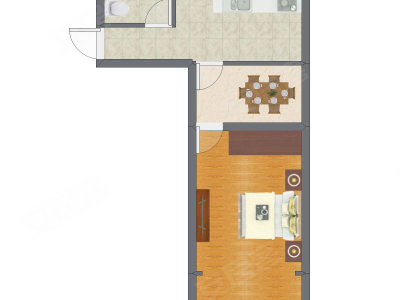 1室1厅 32.49平米户型图