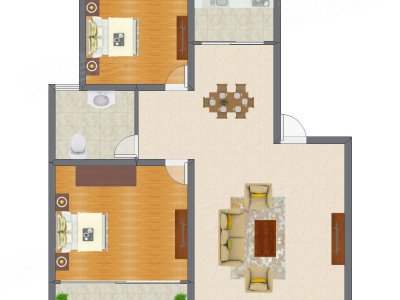 2室2厅 95.92平米户型图