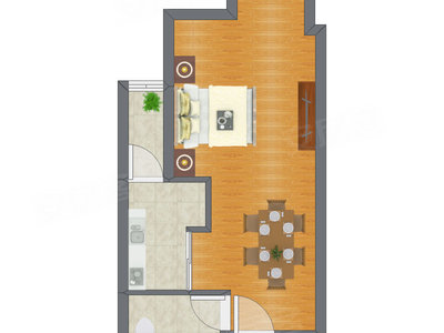 1室0厅 35.39平米户型图