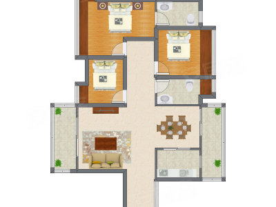 3室2厅 103.90平米户型图