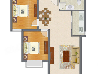 2室2厅 93.10平米户型图