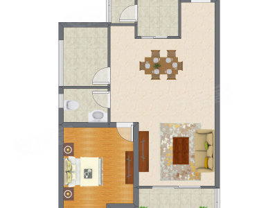 2室2厅 69.17平米户型图