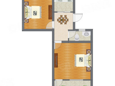 2室1厅 42.74平米