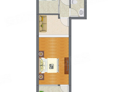 1室1厅 41.08平米户型图