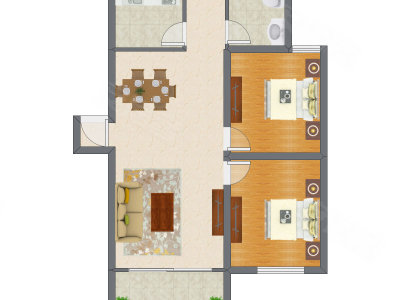 2室2厅 92.55平米