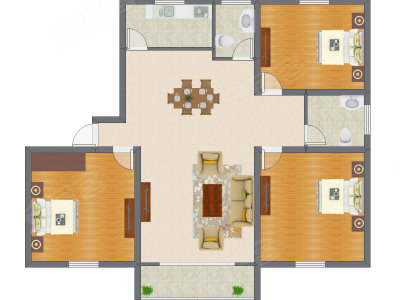 3室2厅 126.84平米