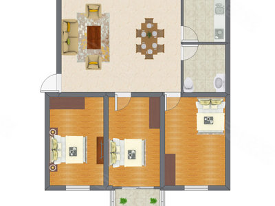 3室2厅 80.39平米