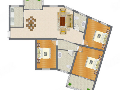 3室2厅 150.90平米