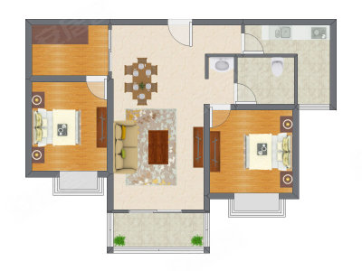 2室2厅 119.02平米户型图