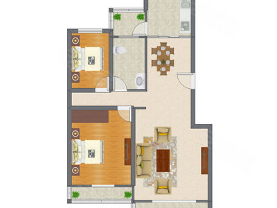 2室2厅 130.78平米户型图