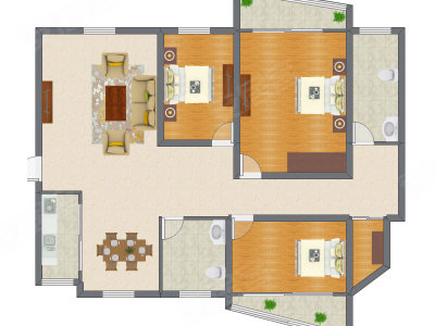 3室2厅 153.00平米