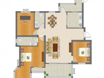 3室2厅 124.10平米