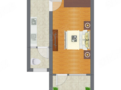 1室0厅 36.71平米户型图