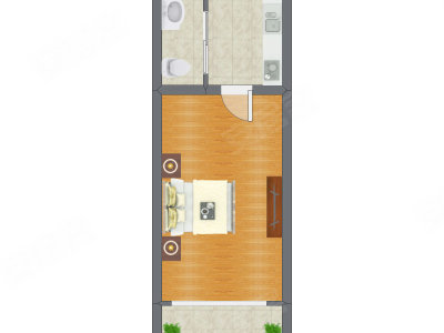1室0厅 37.63平米户型图