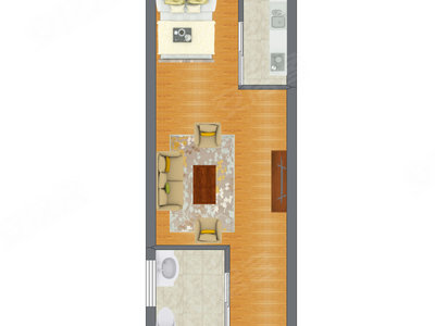 1室0厅 28.84平米户型图