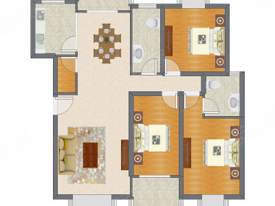 3室2厅 130.33平米户型图