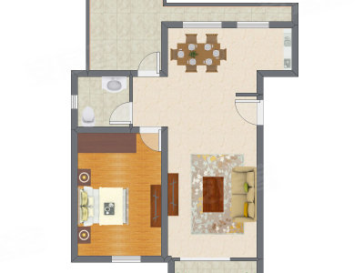 1室2厅 78.55平米户型图