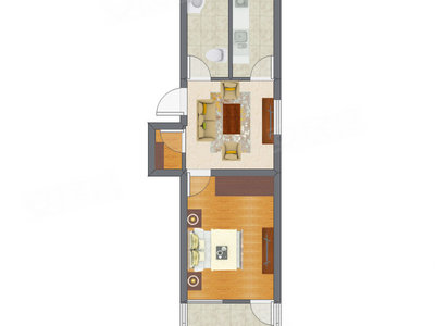 1室1厅 47.52平米户型图