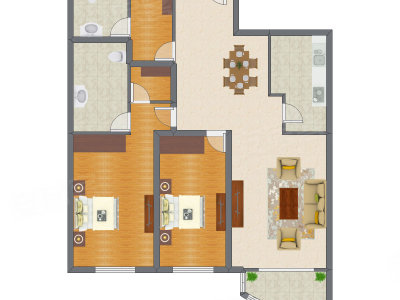 2室1厅 194.10平米户型图
