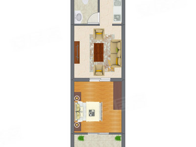 1室1厅 36.32平米户型图