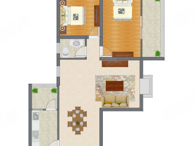 2室2厅 85.50平米户型图