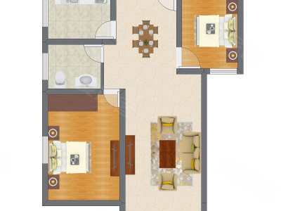 2室2厅 66.20平米户型图