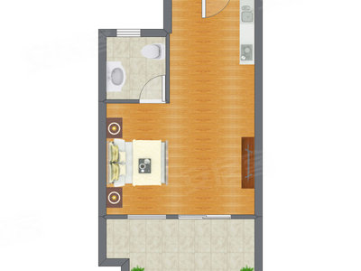 1室0厅 45.00平米户型图
