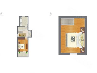 1室1厅 39.32平米户型图