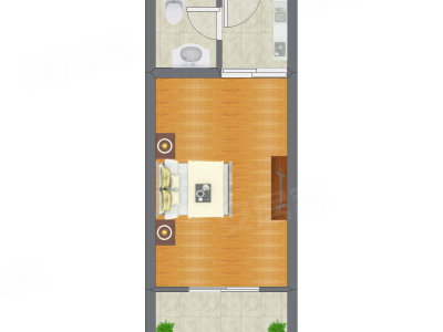 1室0厅 44.69平米户型图