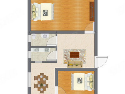 2室2厅 65.83平米